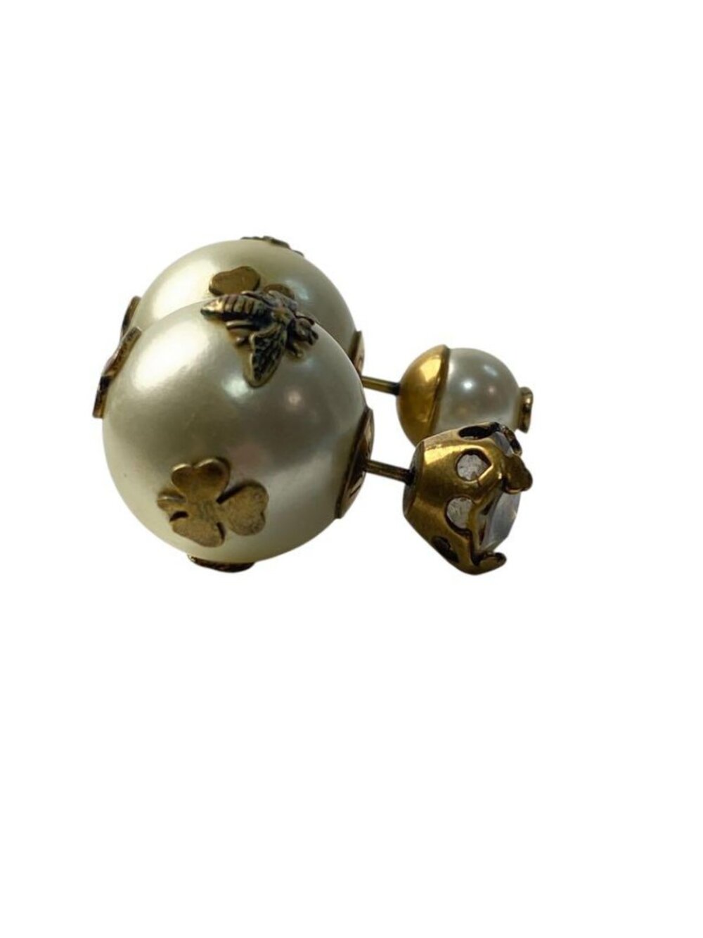 Dior Tribal Earrings Faux Pearl Bee Logo - Picture 4 of 10